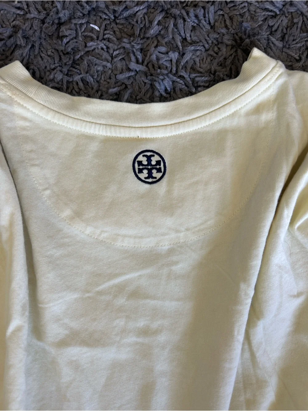 Tory Burch Cream/Yellow Short-Sleeve Tee with Peach Graphic Large